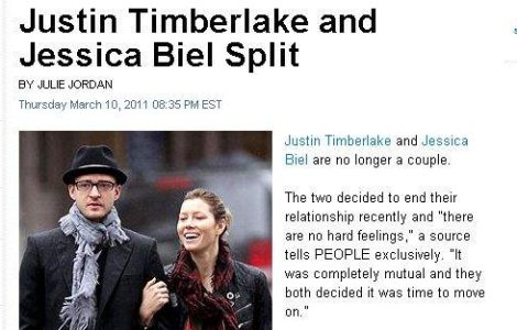 Justin Timberlake si Jessica Biel s-au despartit
