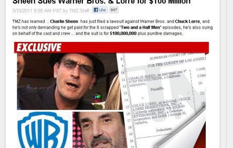 Charlie Sheen da in judecata Warner pentru concediere abuziva