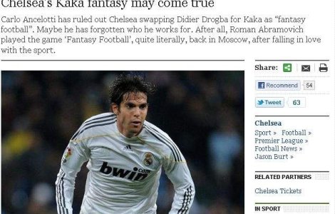 Ricardo Kaka poate ajunge la Chelsea