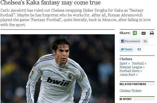 Ricardo Kaka poate ajunge la Chelsea