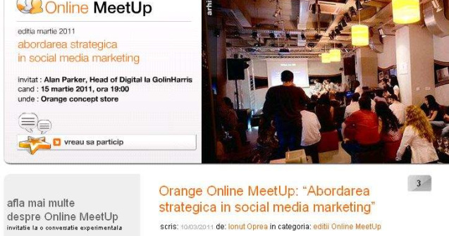 Despre "Abordarea strategica in social media marketing" la Online MeetUp