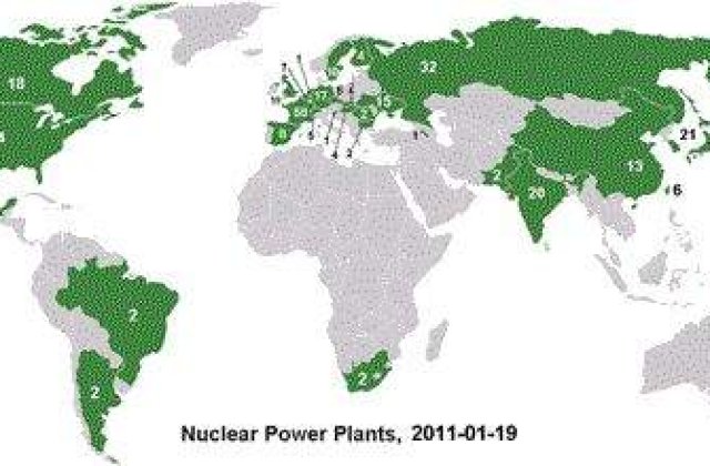 Puterile nucleare ale lumii: Harta celor 442 de reactoare de pe Glob