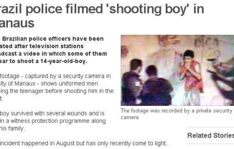  Video  Brazilia: Copil de 14 ani impuscat in piept de politisti