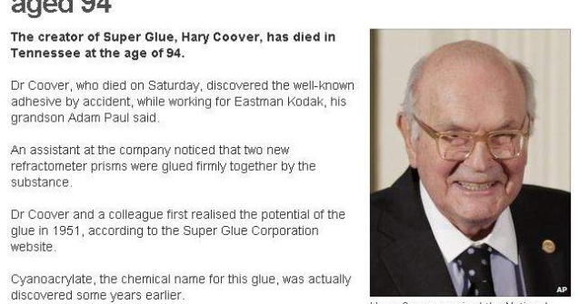 Inventatorul adezivului Super Glue a murit