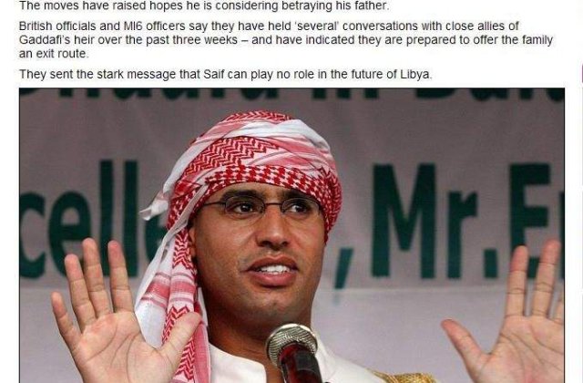 Gaddafi, pe punctul de a fi tradat de fiul sau