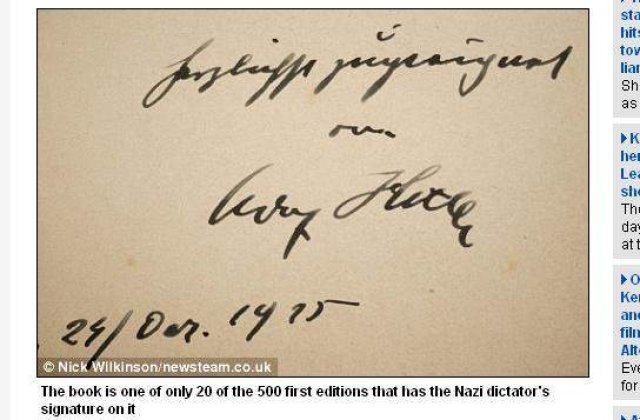 O copie foarte rara a Mein Kampf semnata de Hitler, scoasa la licitatie