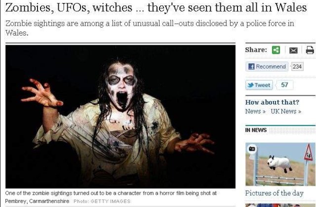 Aparitii bizare in Tara Galilor: Zombi, OZN-uri, vrajitoare, vampiri si fantome!