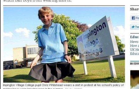 Pustiul in fusta: Protest impotriva discriminarii, la doar 12 ani