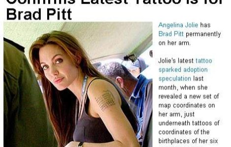 Angelina Jolie, tatuata de dragul lui Brad Pitt