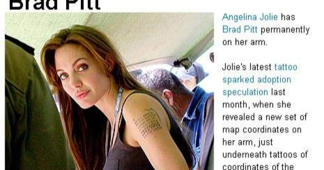 Angelina Jolie, tatuata de dragul lui Brad Pitt