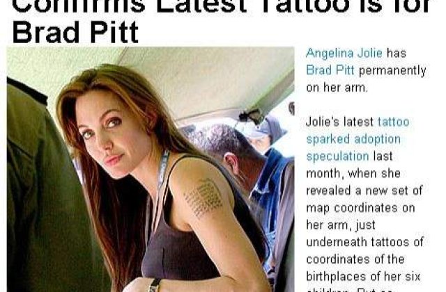 Angelina Jolie, tatuata de dragul lui Brad Pitt