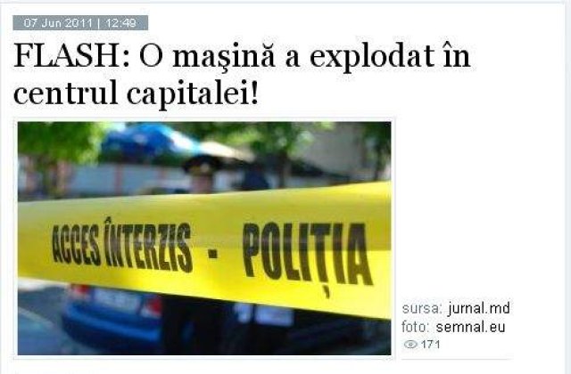 [VIDEO] Explozie in fata Ambasadei Chinei din Chisinau