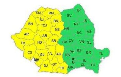 Cod galben de ploi, vijelii si grindina