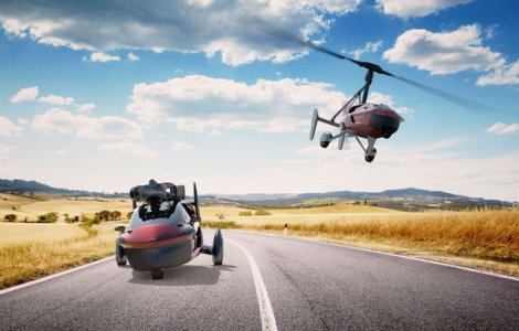 Prima masina zburatoare de serie se lanseaza in martie: Pal-V Liberty poate calatori 500 de kilometri prin aer