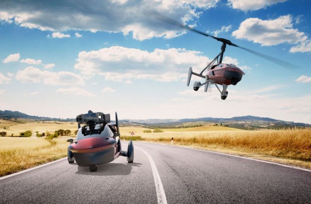 Prima masina zburatoare de serie se lanseaza in martie: Pal-V Liberty poate calatori 500 de kilometri prin aer