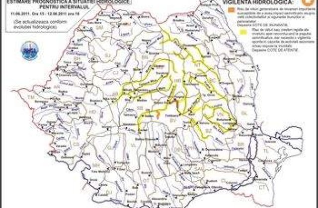 Cod portocaliu de inundatii pe raul Olt
