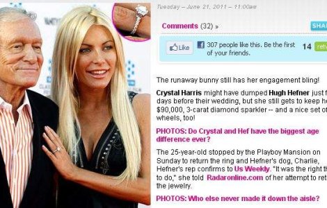 Cu ce a ramas Crystal Harris dupa despartirea de Hugh Hefner?