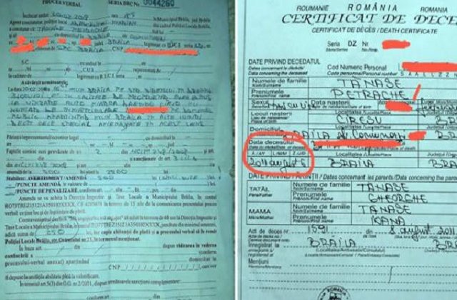 Barbat decedat de 7 ani, amendat de politistii din Braila