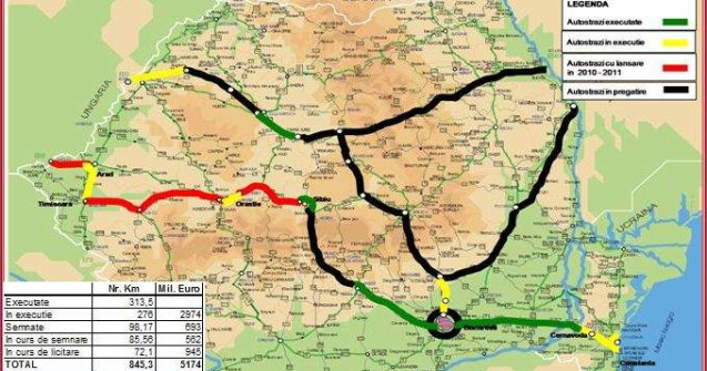  Foto  Harta autostrazilor ce vor fi construite pana in 2013