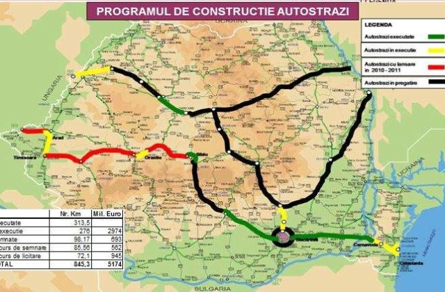[FOTO] Harta autostrazilor ce vor fi construite pana in 2013