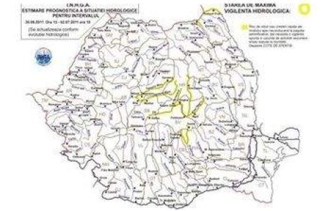 Cod galben de inundatii pe mai multe rauri din tara