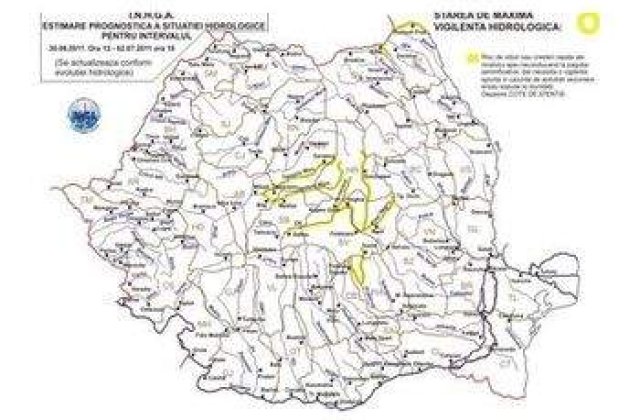 Cod galben de inundatii pe mai multe rauri din tara