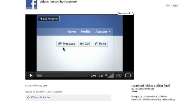 Video  Facebook are si videochat!