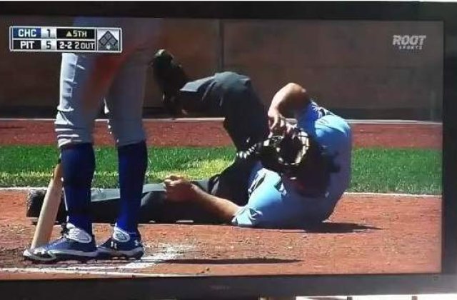 O minge de baseball a facut KO un arbitru