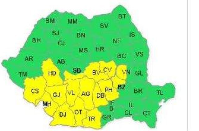 Cod galben de ploi in 16 judete