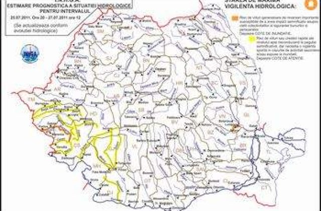 Cod galben si portocaliu de inundatii