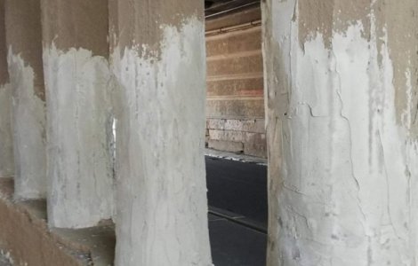 USR publica imagini cu stalpii de sustinere ai Podului Constanta acoperiti cu ipsos/ FOTO