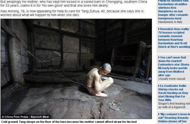 Chinez tinut in lanturi, gol, timp de 23 de ani