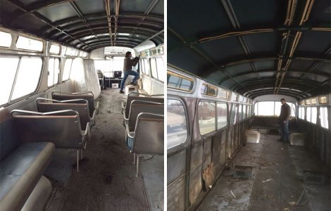 Autobuz transformat intr-un apartament mobil: imagini uimitoare