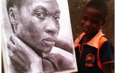 Un baietel de 11 ani din Nigeria uimeste cu picturile hiperrealiste