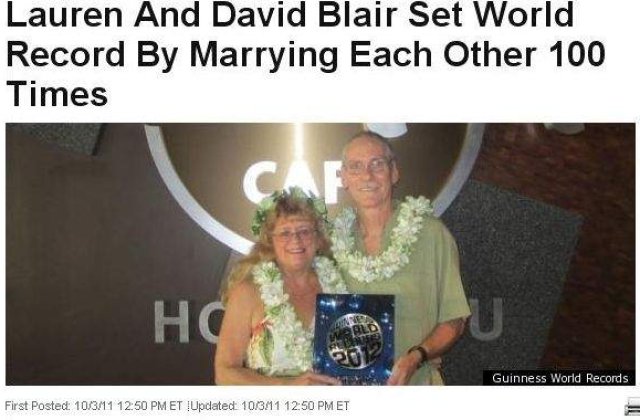 Un cuplu s-a casatorit de 100 de ori