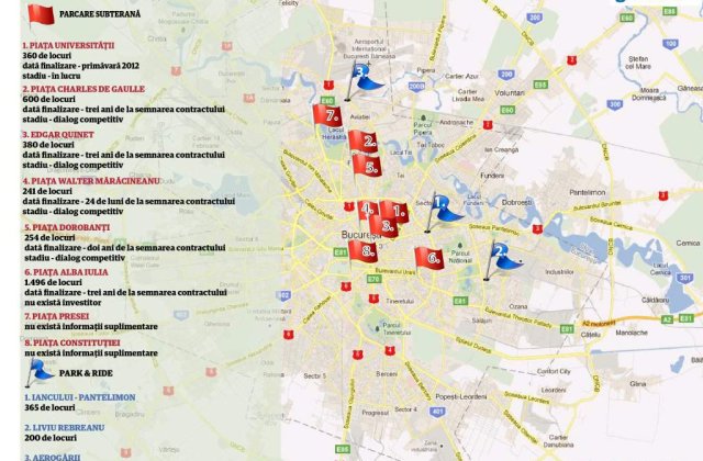 Harta noilor parcari din Capitala