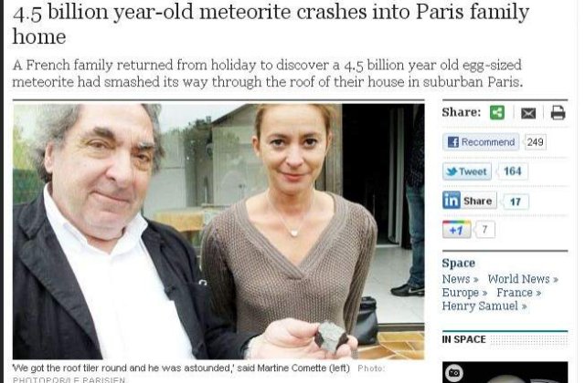 Un meteorit a cazut in casa unor francezi