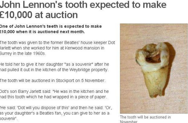 Cat costa un dinte de-al lui John Lennon ?