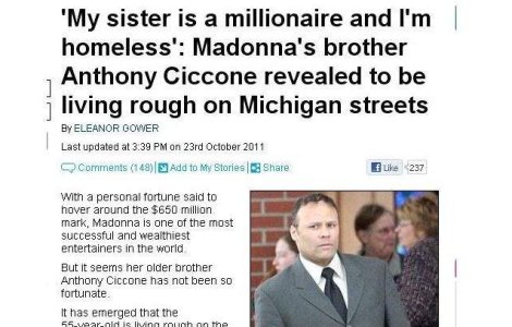 Fratele Madonnei traieste pe strada