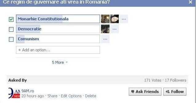 Cititorii 9AM vor Monarhie Constitutionala