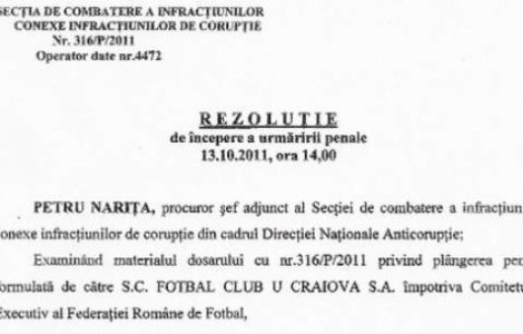Lista acuzatiilor DNA contra Comitetului Executiv al FRF
