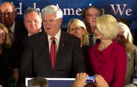  Video  Newt Gingrich a iesit invingator in Carolina de Sud