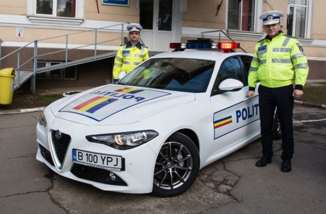 Politia Rutiera Ilfov a primit un Alfa Romeo Giulia: modelul italian va patrula 12 luni pe autostrada A3, Drumul National 1 si Centura Bucurestiului