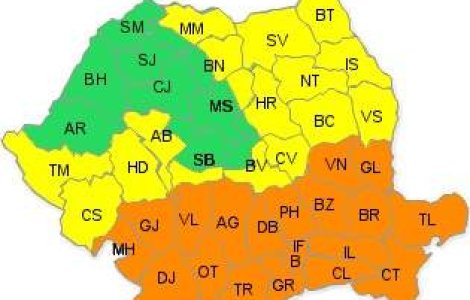 Cod portocaliu de ninsori si viscol in zonele din S si S-E tarii
