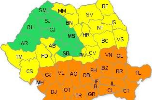 Cod portocaliu de ninsori si viscol in zonele din S si S-E tarii