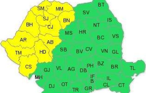 Cod galben de ninsori si viscol pentru vestul tarii