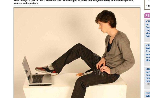 Moda pentru internauti:  Blugii cu tastatura, mouse si boxe