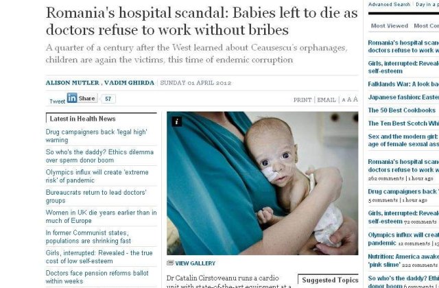 "Cultura coruptiei" si sistemul sanitar romanesc, privite din afara