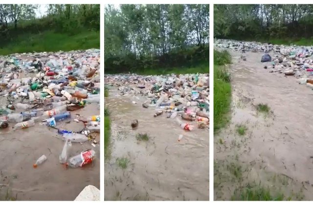 Tone de gunoi aduse de viitura, in judetul Arges / VIDEO
