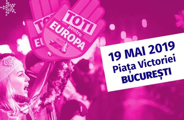 Toti pentru Europa! Mobilizare in Piata Victoriei pentru a indemna romanii sa iasa la vot